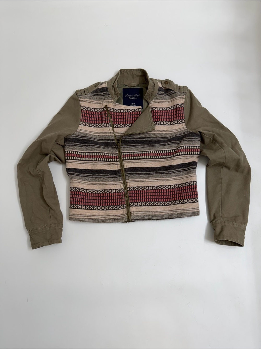 American Eagle 2013 Southwestern Moto Jacket Aztec Boho Medium Y2K